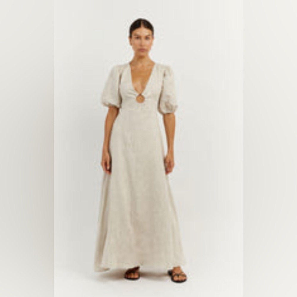 DISSH ROCKY BLACK LINEN PANEL MIDI DRESS - 8 / BLACK